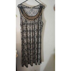 Ilu Ilu Wooden Beaded Neck Draped Dress Plus 2X
